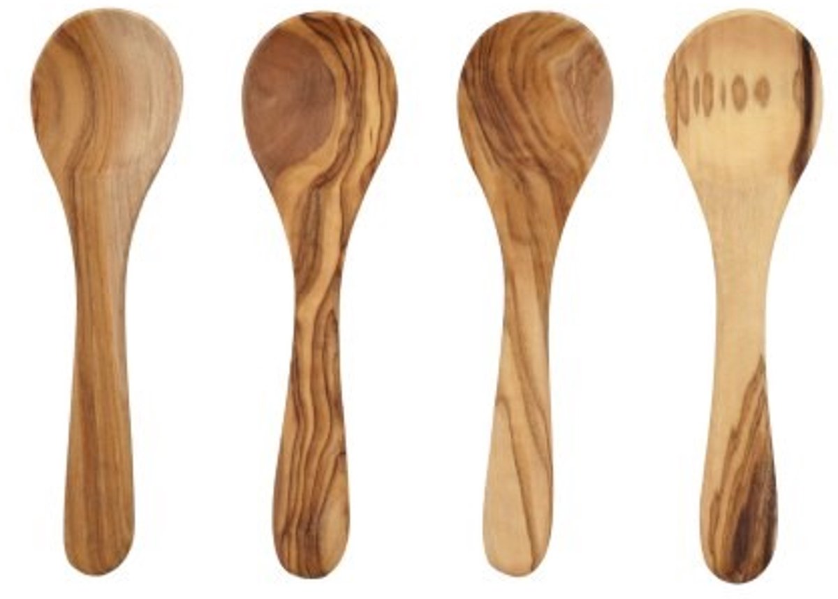 Leef Olijfhouten Lepeltjes Ollie - Set van 4 - Naturel
