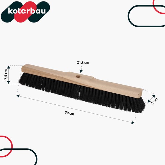 KOTARBAU® Straatbezem, Zonder Steel, Hout, 50 cm, Bruin, Nylon Borstels, Veegbezem, Buitenbezem, Tuinbezem, voor Binnen en Buiten, Ergonomisch Ontwerp van KOTARBAU — afbeelding 4