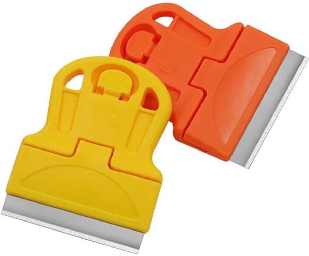Gereedschap voor het verwijderen van autoruitfolie en lijmresten: gereedschap voor het reinigen van autoruitfolie en het verwijderen van lijmresten.