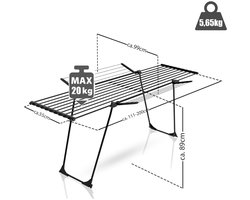 NBAP® Droogmolen met Voet voor Camping & Thuis - Wasrek Staand - Droogrek Inklapbaar - Zwart