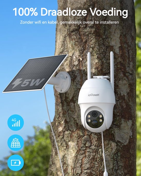 ieGeek Security Buitencamera S11 4G LTE - Outdoor Cam - 2K UHD - Pan & Tilt - Zonnepaneel - Infrarood Nachtzicht - Inclusief SIM-kaart ] - 4 stuks — afbeelding 4