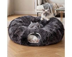BOTC Kattentunnel met Kattenmand - Speeltunnel Voor Dieren - Tunnel Kat - Kattenhuis - Speeltunnel kat - Grijs