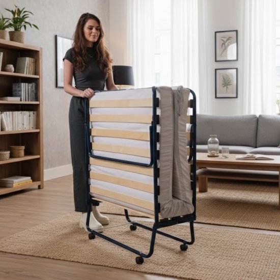 Troonz® Opklapbed One Deluxe 90x200 cm – Vouwbed met Matras - Logeerbed - Met beschermhoes