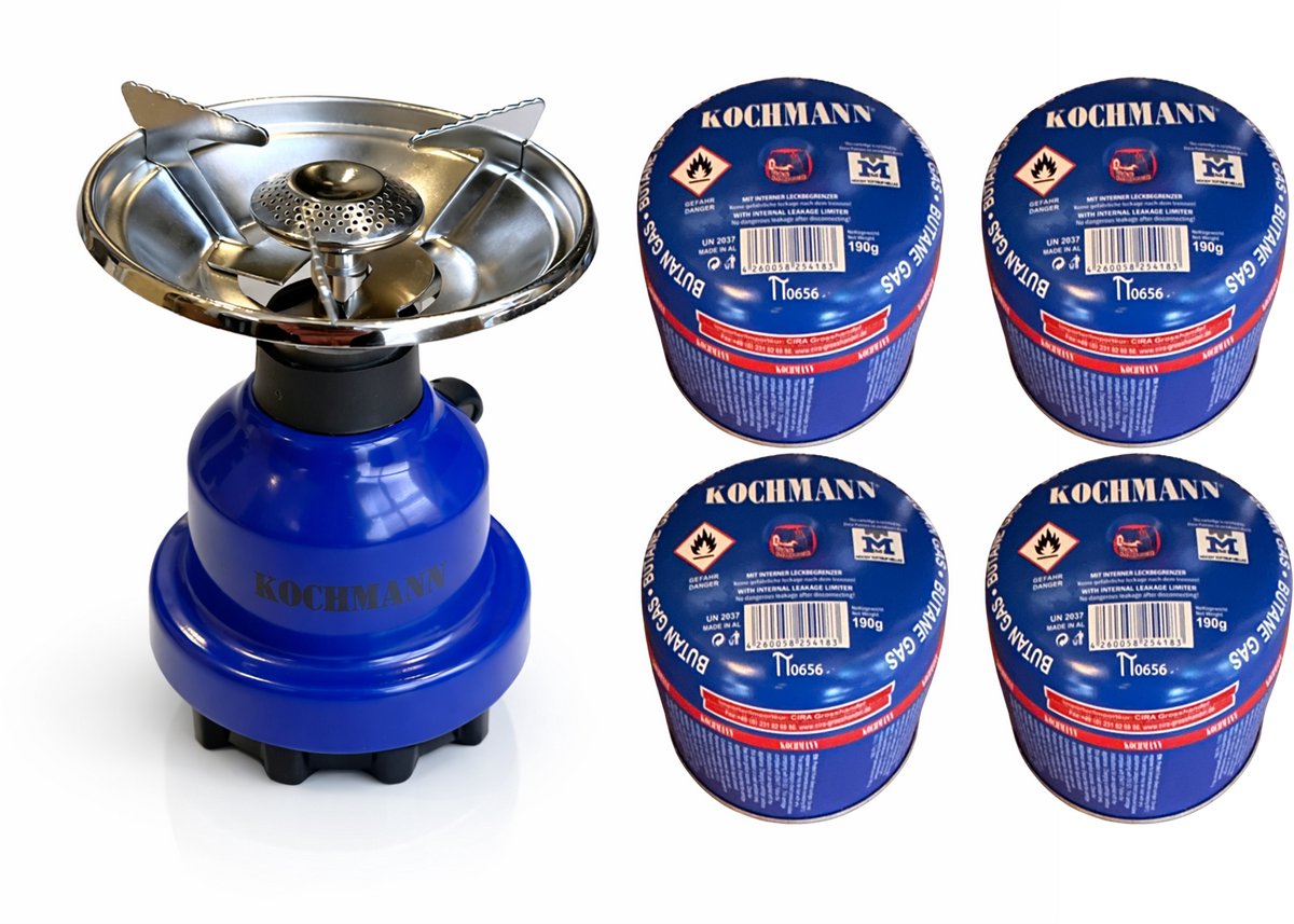 Kochmann Gasbrander - Camping - Gaspit - Kolenbrander - Incl. 4 gaspatronen a 190 gram