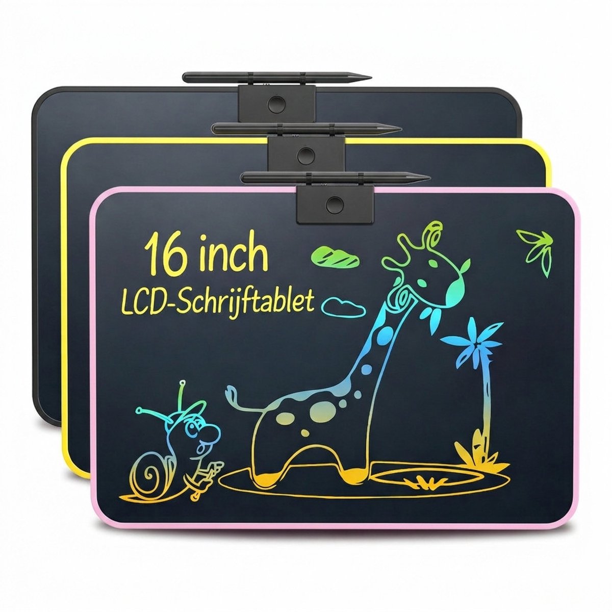 KHRONOX® Tekentablet, Tekenbord, 16 inch, Tekentablet Kinderen, Tekenbord Kinderen, Tekentablet Voor Kinderen, LCD Tekentablet, USB Oplaadbaar Tekentablet, Groot 16 inch Scherm, Kinderspeelgoed, Kleine Cadeautje, Kerstcadeau, Verjaardagcadeau, ROZE