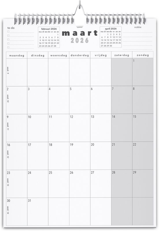 Huurdies® - 22 maanden kalender - 2026/2027 - A4+ - Basic - Staand