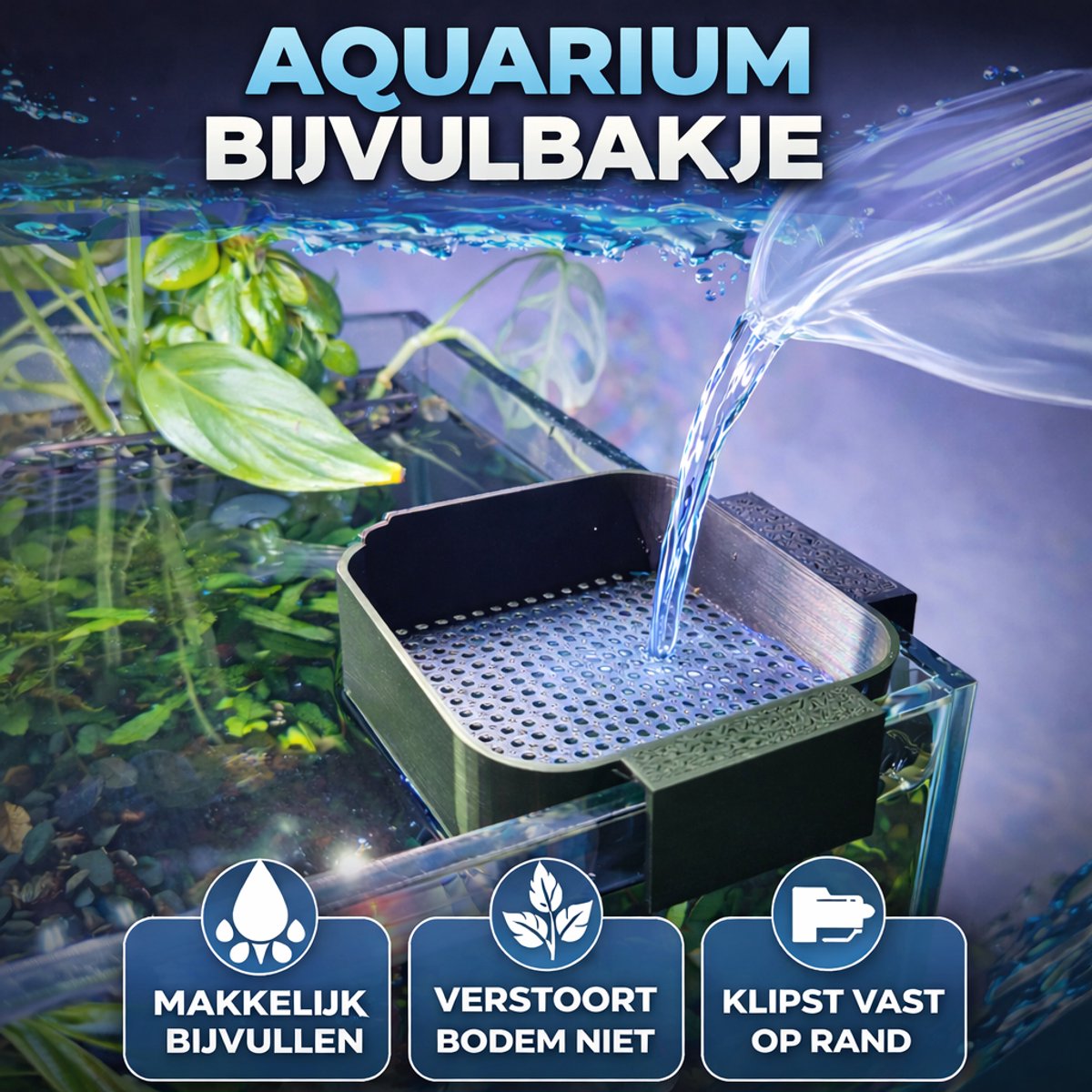 T3D Aquarium Water Diffuser – Waterverdeler Aquarium Waterwissel Tool – Voor Vissen en Garnalen – Aquarium Accessoire – Zwart