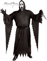 Funworld Ghostface Kostuum Volwassenen met Masker - Halloween Kostuum Volwassenen Halloween Masker - Officiële Licentie - 3-Delig Gewaad met Capuchon/Riem/Masker - Unisex - One Size