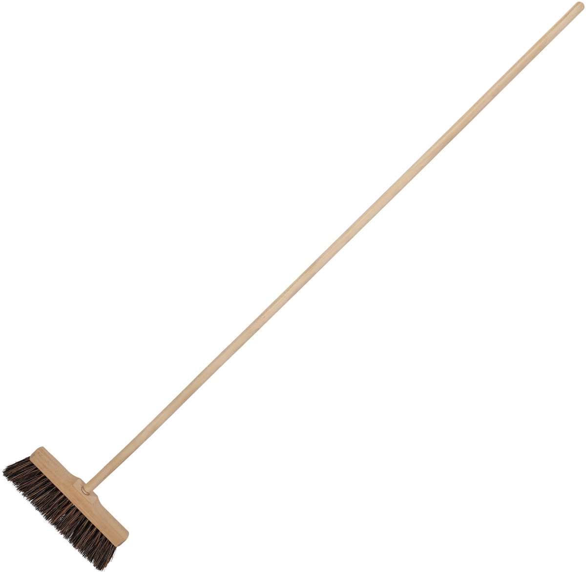 KOTARBAU® Veegbezem, Buitenbezem, Tuinbezem, 27 cm, Straatbezem, Buchenhout PET Kokosvezel, Bruin, met Houten Steel, Buiten, Terras, Werkplaats