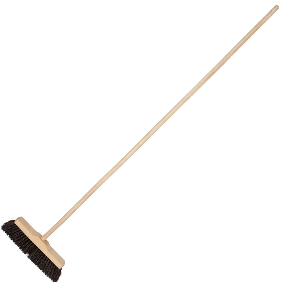 KOTARBAU® Straatbezem, met Houten Steel, 30 cm, Bruin, Nylon Borstels, Veegbezem, Buitenbezem, Tuinbezem, voor Binnen en Buiten, Ergonomisch Ontwerp