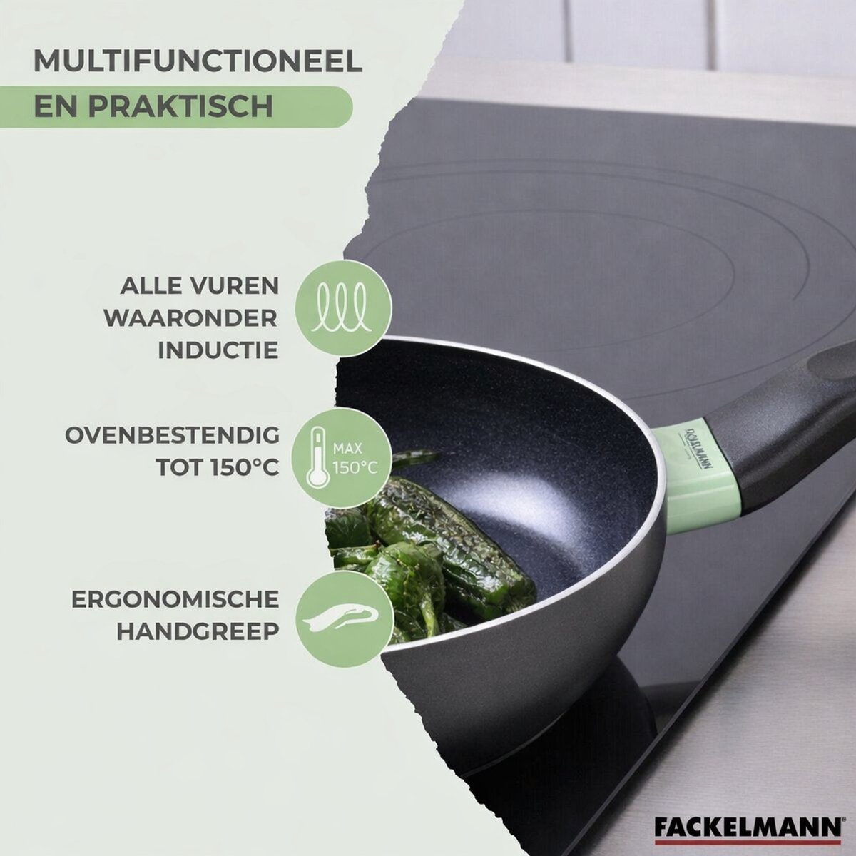 Set van 2 pannen van 16 en 20 cm en 6 Fackelmann Brandao keukengerei