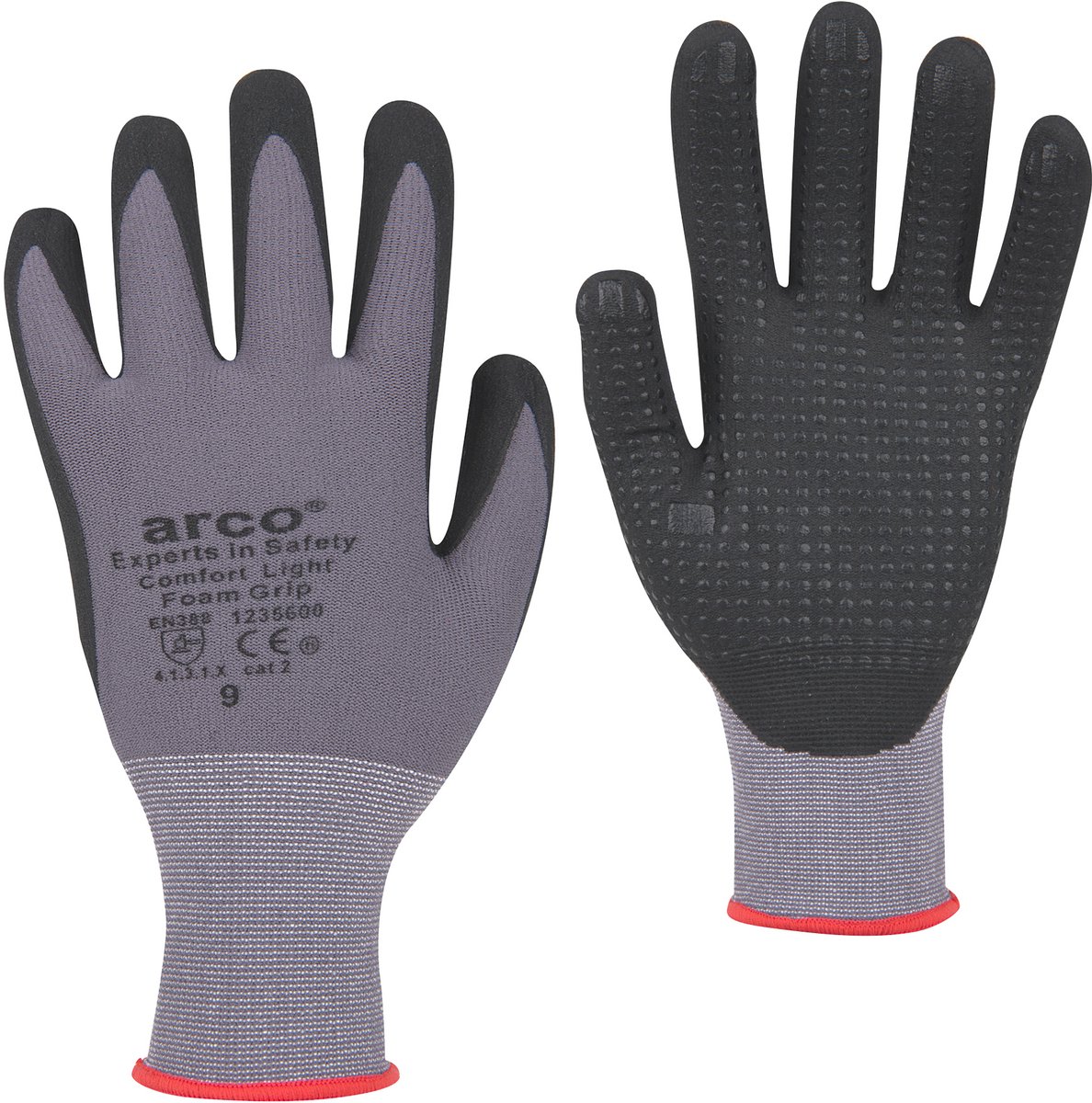 Arco Comfort Light Grip Nitril Gecoate Werkhandschoenen Grijs/Zwart - Maat 9