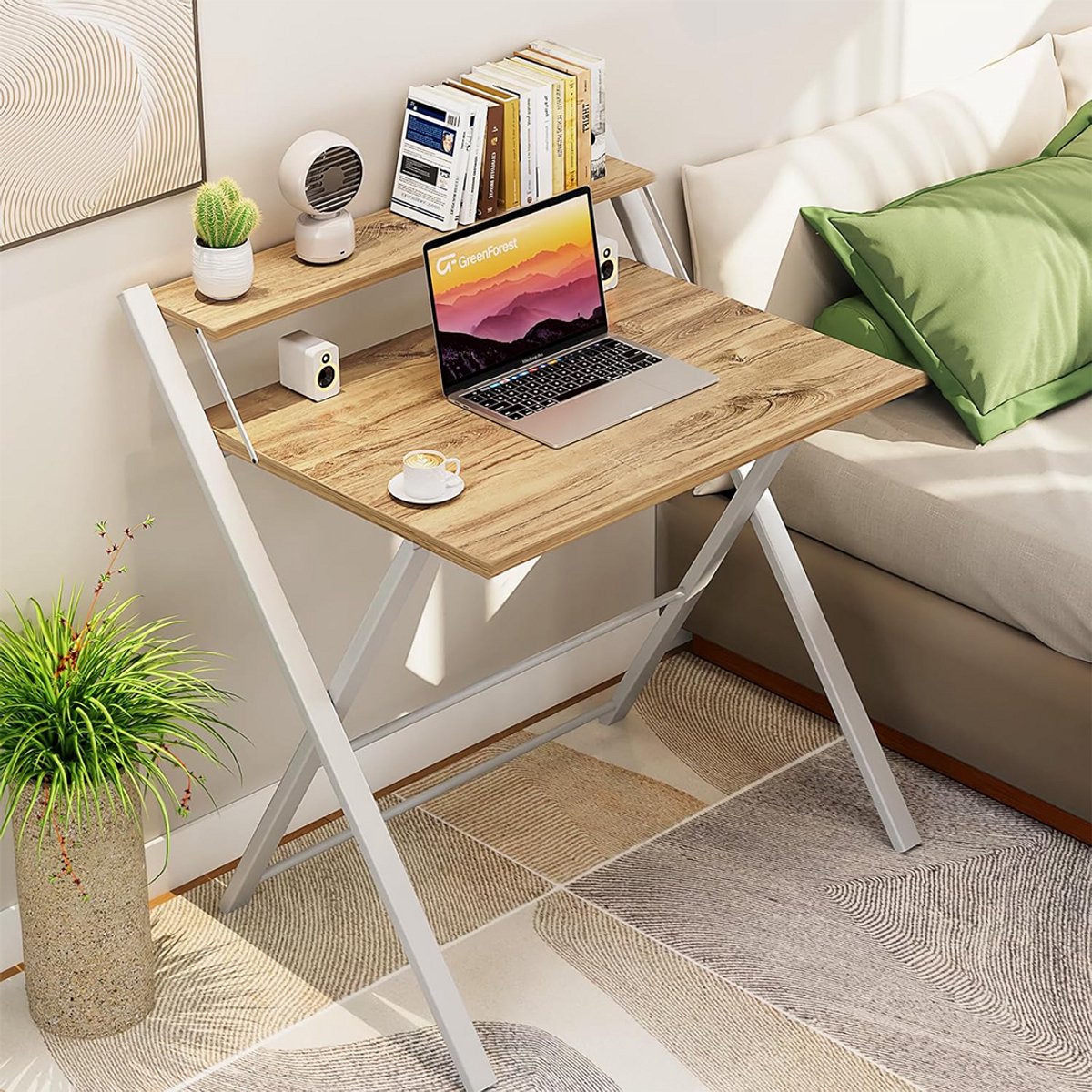 Zeo Wood® - Bureau Inklapbaar - Computertafel - Bureau Houtkleur - Game Bureau - Laptoptafel