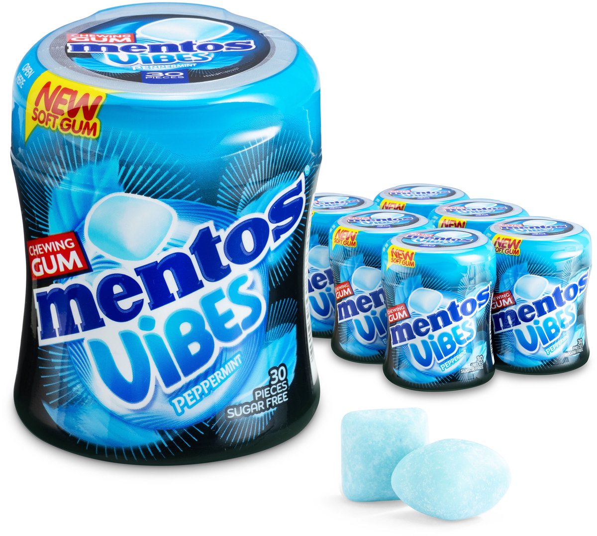Mentos Gum Vibes Peppermint - Kauwgom - Suikervrij - 6x30stuks