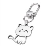 Porte-clés de chat de couleur argent porte-clés métallique pour hommes et femmes avec design de chat minimaliste et mousqueton, chaîne de clés décoratives pour clés, sac ou sac à dos