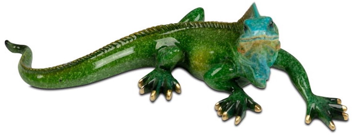 Leguaan - Groen - Beeld - Decoratie - 23x7x11cm - Polyresin - Glans