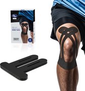 CureTape Sports Knee PRECUT Zwart - knie tape - kinesiotape - 6 stroken van 22 x 25 cm - FysioTape - knee patch