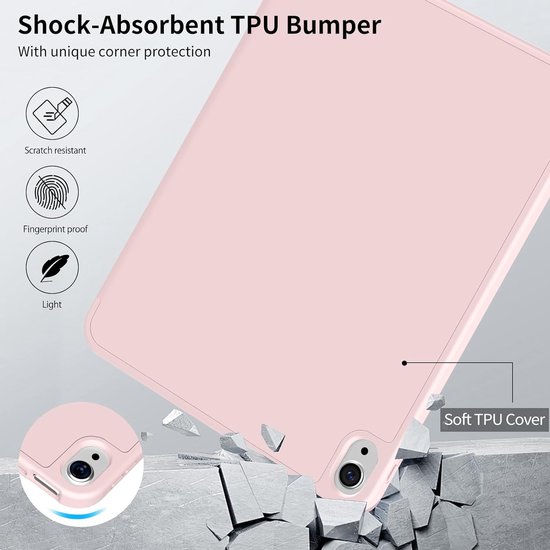 Casemania Stylus en Hoes Geschikt voor Apple iPad 2025 (A16) - Licht Roze - Universeel Stylus Pen - Smart Cover met Pencil Slot Uitsparing van Casemania — afbeelding 4