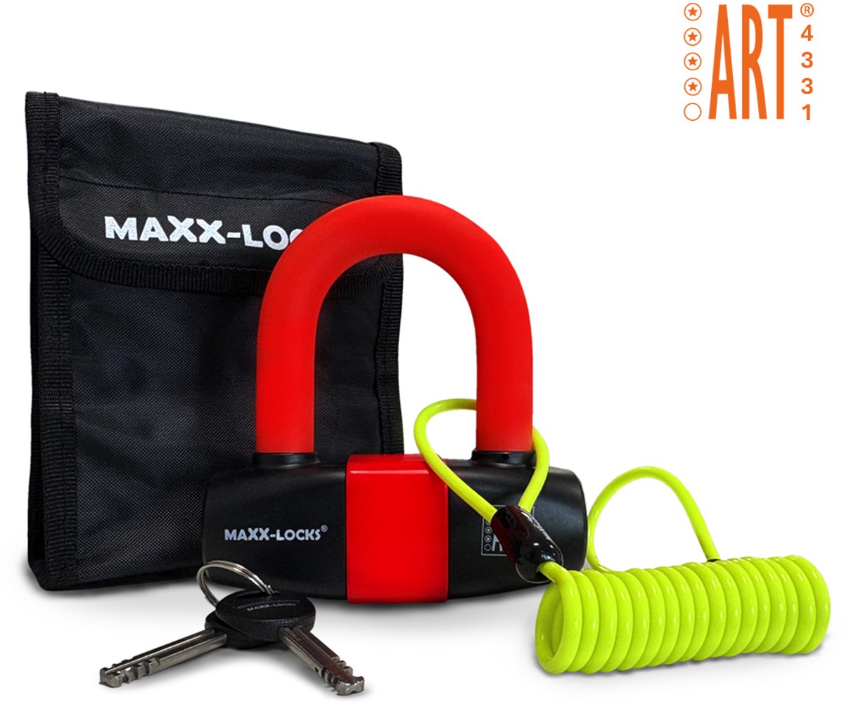 Maxx-Locks Taupo Schijfremslot ART 4 - Remschijfslot - ART4 Motorslot - Gebruiksvriendelijke Beveiliging voor je Motor - Rood
