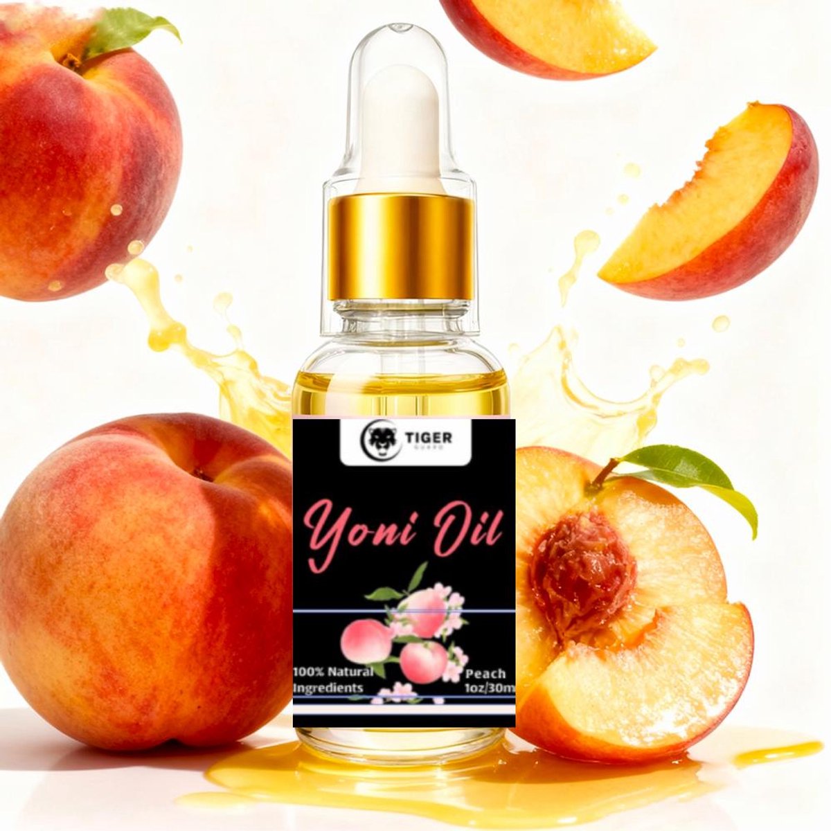 Tiger Guard - Vaginale Olie - Etherische Olie - Yoni Oil - Natuurlijke Olie - Intieme Verzorging - Vaginale Verzorging - Vaginale Gezondheid - Glijmiddel - Antibacterieel - Peach