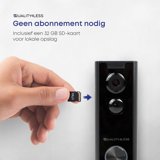 Quality4Less™ - Slimme Draadloze Video Deurbel met camera - Inclusief draadloze gong en 32GB SD-Kaart - 1080P Full HD - Wifi deurbel - Geen betaald abonnement nodig van Quality4Less™ — afbeelding 5