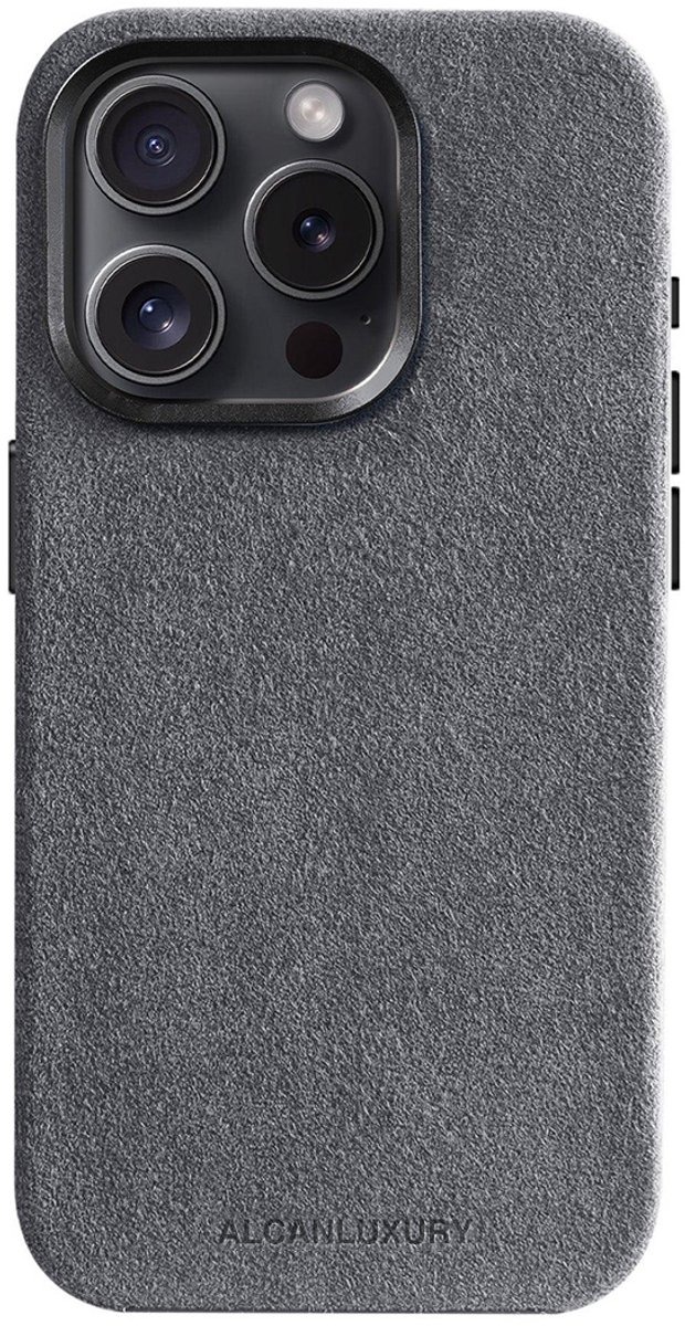 Alcanluxury Alcantara telefoonhoesje geschikt voor Apple iPhone 15 Pro Max - Nardo Grey