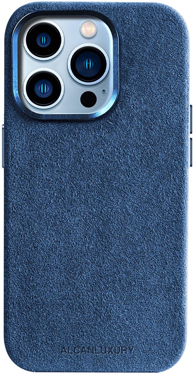 Alcanluxury Alcantara telefoonhoesje geschikt voor Apple iPhone 14 Pro Max - Ocean Blue