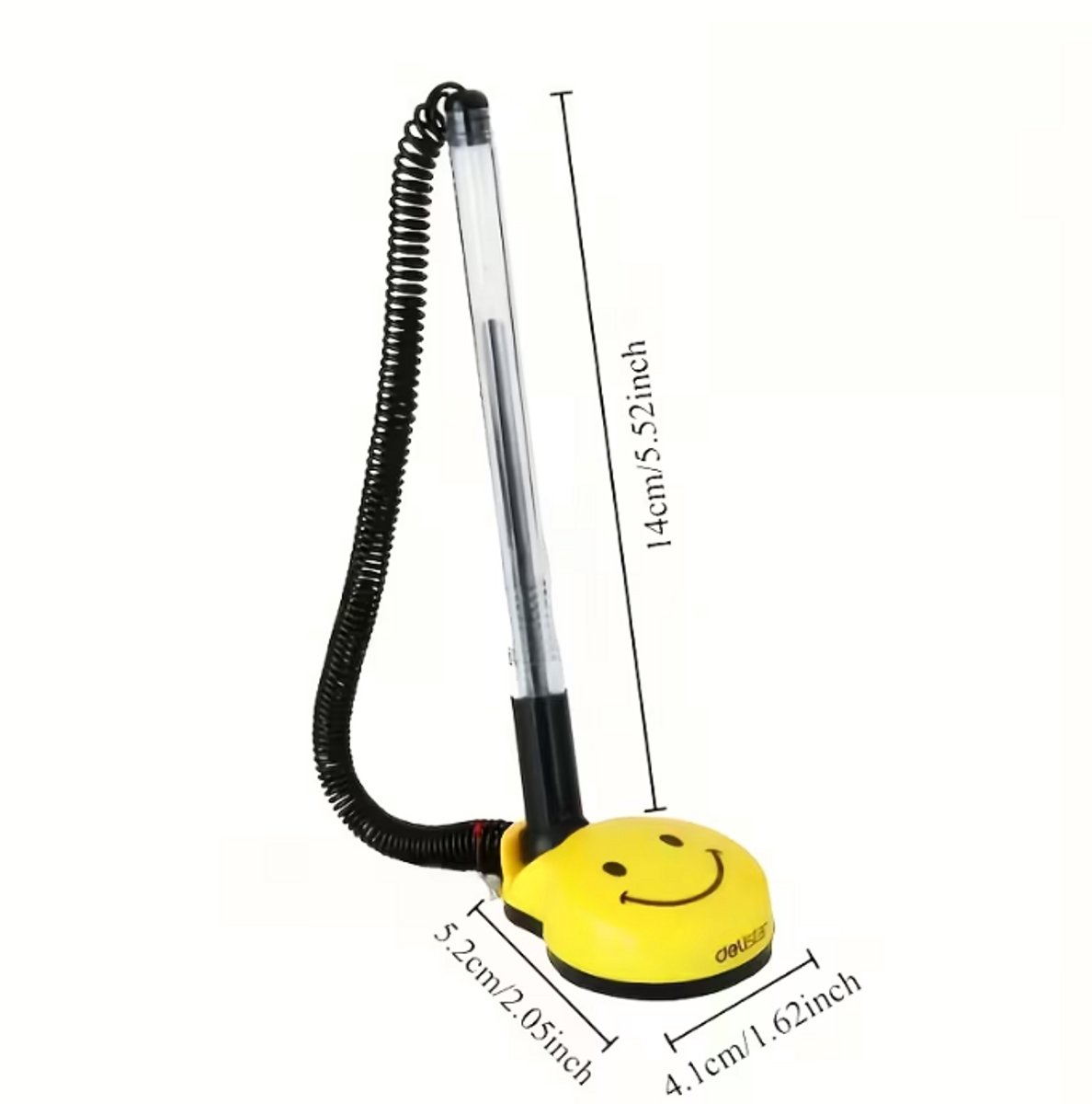 Gelpen met Plakbasis – Happy Face Bureau Pen 0,5 mm Zwart – Blijft Vastzitten op Balie of Bureau – Ideaal voor Kantoor, School & Receptie