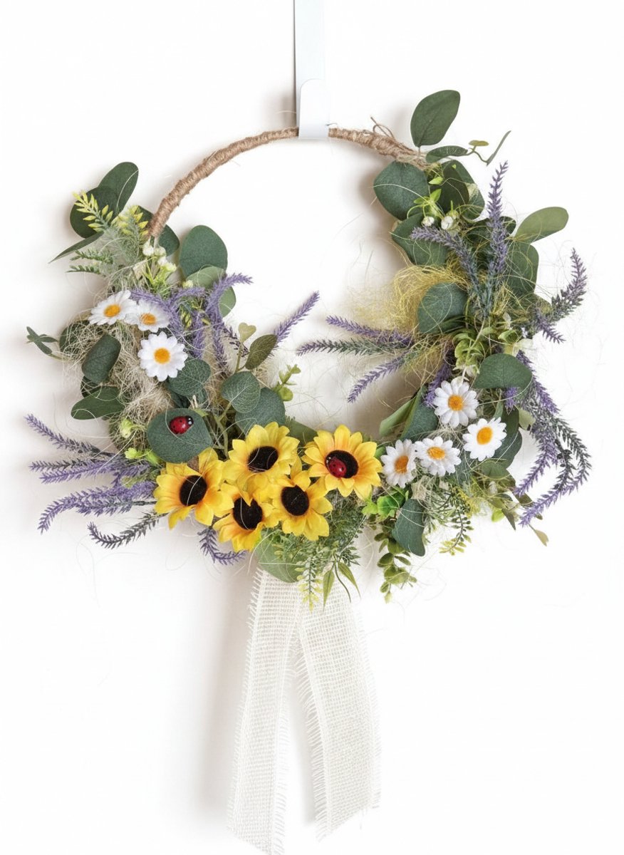 Kunstbloemen Krans 30cm – Zijde Bloemen – Cadeau voor Haar, Moeder of Collega – Decoratie voor Huis of Deur