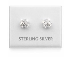 Zilveren oorknopen 8mm crystal ball bolletje met rondom strass