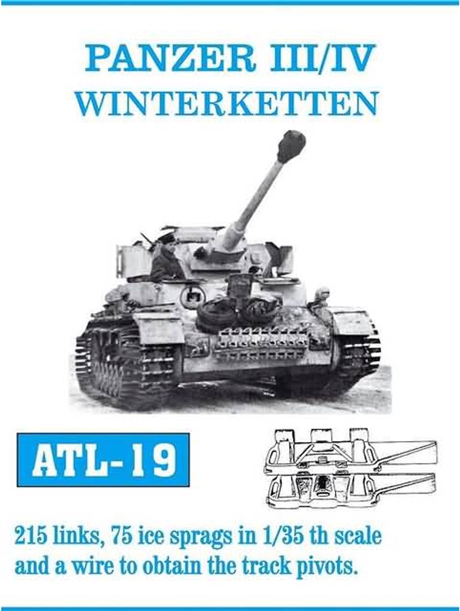 Friul ATL-19 Panzer III/IV Winterketten - Metalen Rupsbanden 1:35 – Witmetaal Track Set – Volledig Zelf Te Monteren