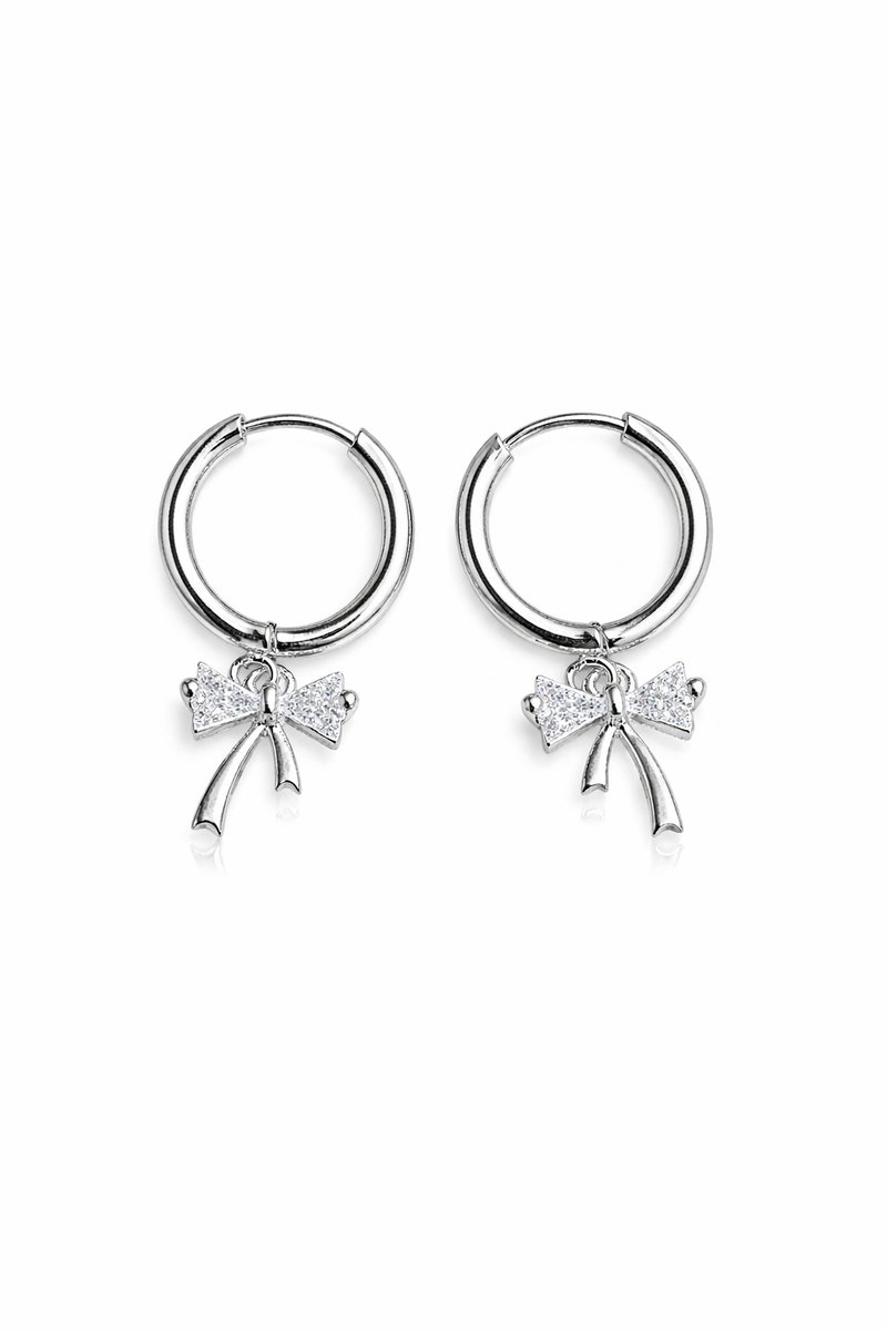 Oorbellen Strikje- Meisjes Oorbellen Strikje- Zilverkleurig- Stainless Steel- Kinderoorbellen- Oorbellen Strik- Oorbellen Strass- Cadeau Meisje- LiLaLove- Kind