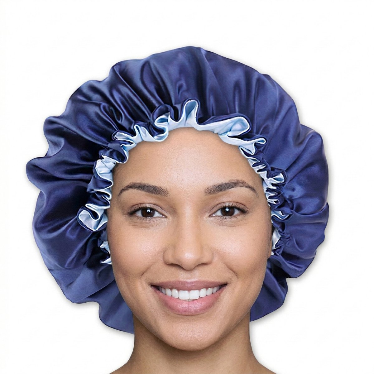 Satijnen slaapmuts – Verstelbare Bonnet van dubbellaags Satijn – Blauw – AfricanFabs®