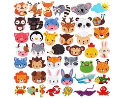Diamond Painting Set voor Kinderen - Diamond Painting - Eenvoudig en creatief zelf maken met diamantverf - Stickerknutselset - Geschikt voor kinderen en volwassenen die net beginnen - Diamantverf met dieren