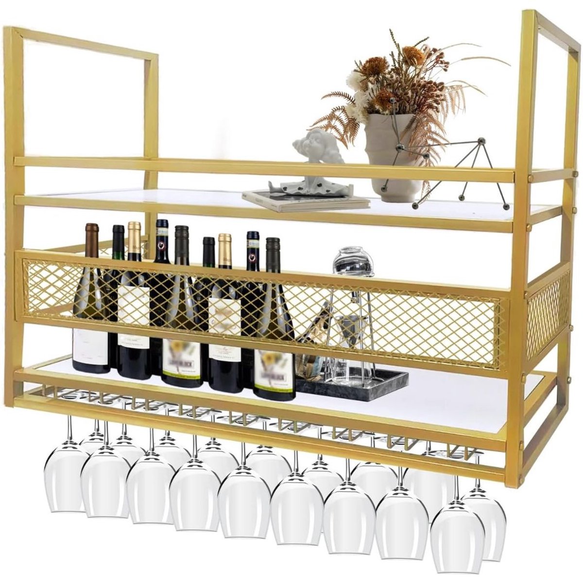 MIRA® Barkast - Drankkast - Barmeubel - Goud - 25cm x 150cm x 90cm