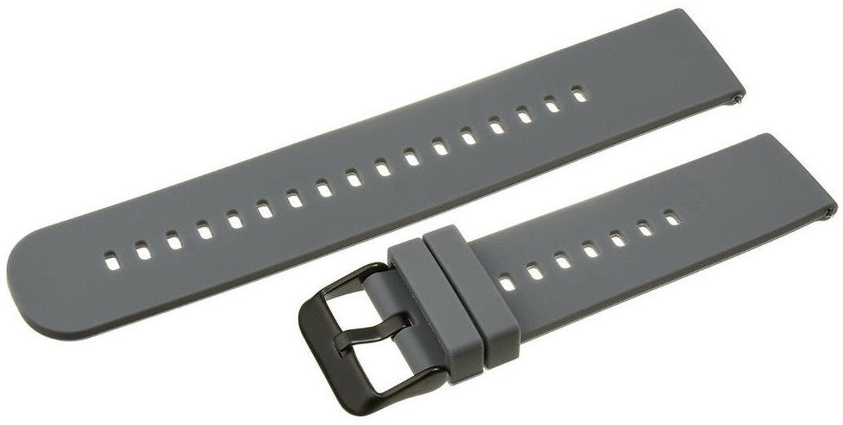 Pacific U27 Horlogeband Rubber Donkergrijs-Zwart 20mm