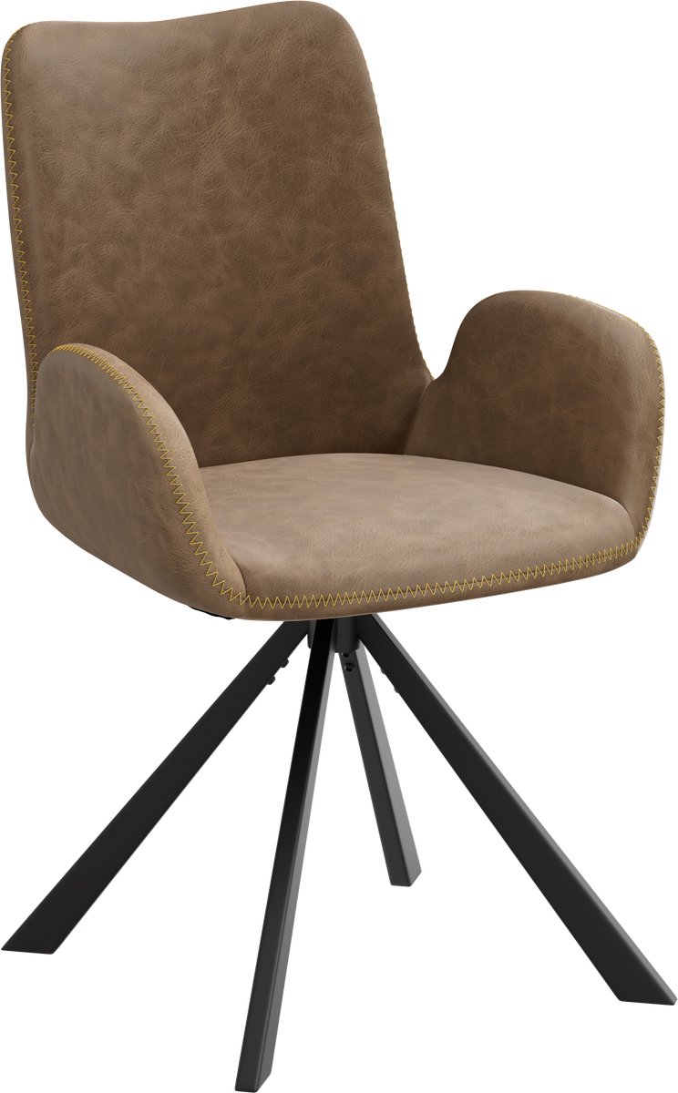HOMAVO YZ7 Stoelenset – 4 stuks – Eetkamerstoelen met armleuningen – 360° draaibaar – Modern & Comfortabel – Stoffen of Vintage kunstleer – 56x59x82 cm