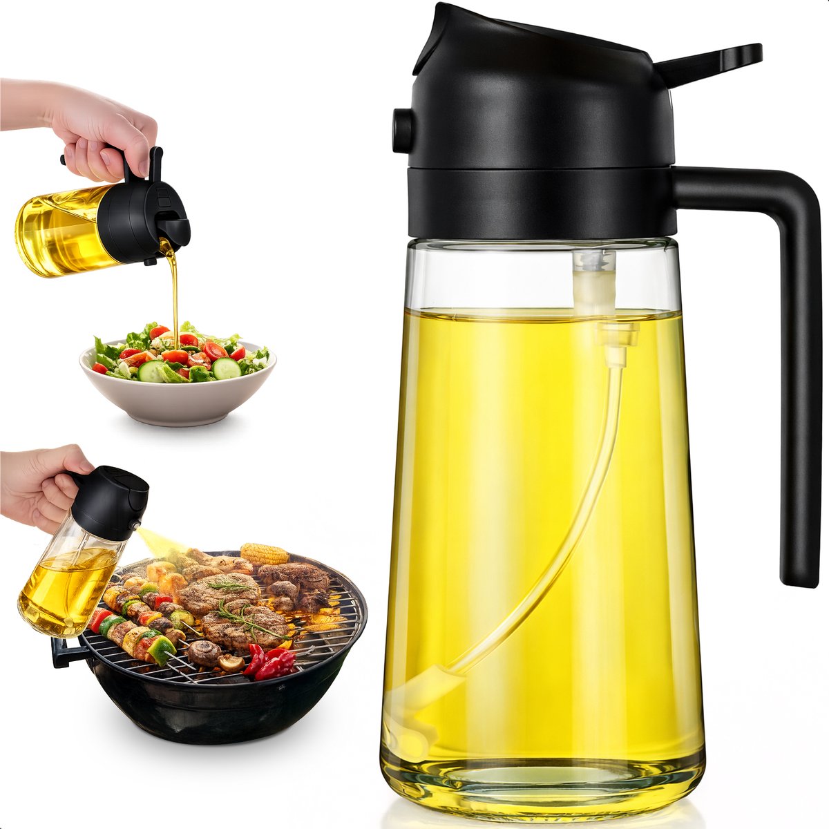 Olie sprayer met schenktuit - Olijfolie spray fles - Bakspray verstuiver voor Keuken - Cooking - BBQ Accessoires - Oliefles - Luft