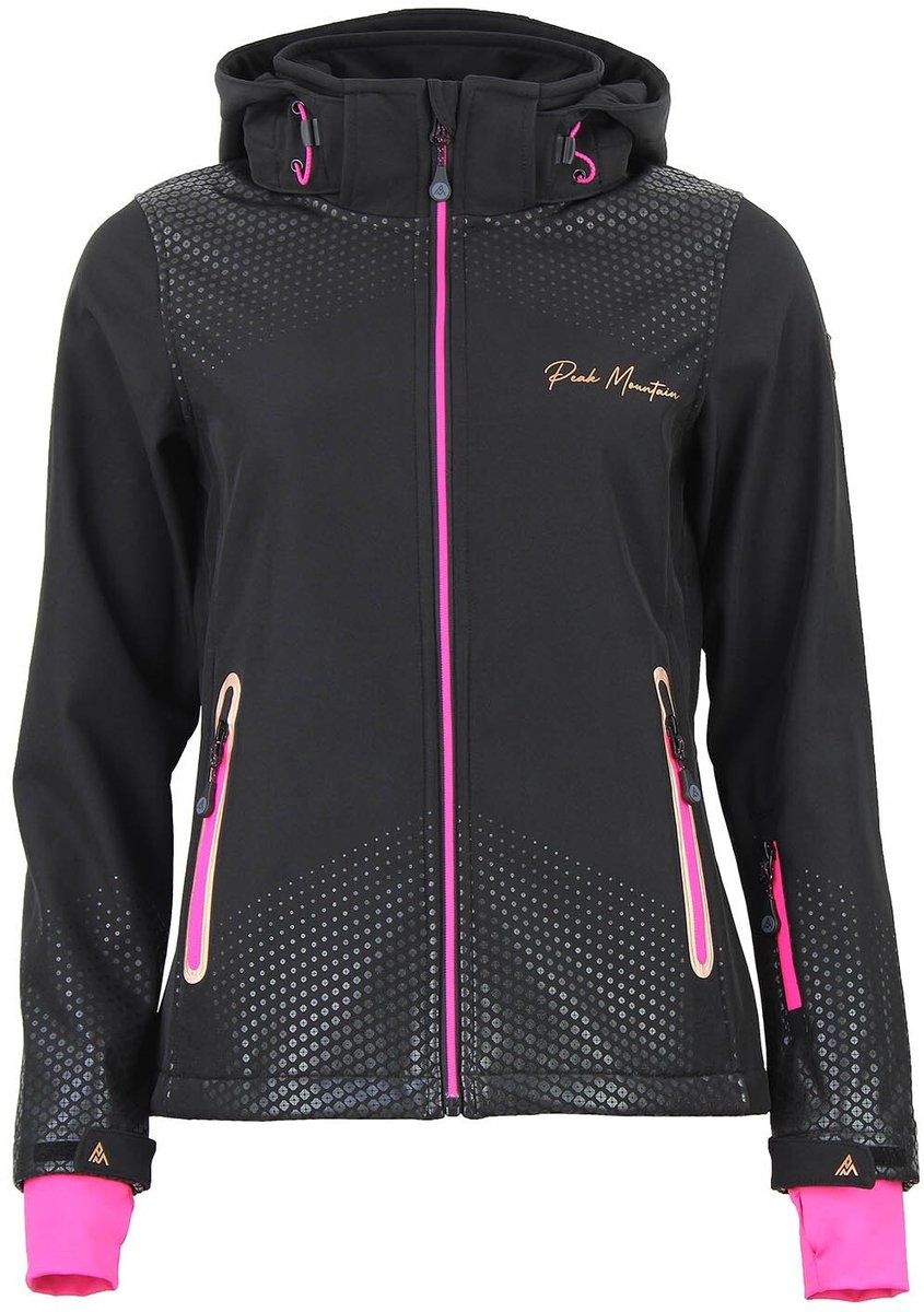 Dames fleece vest met capuchon en ritssluiting Peak Mountain Softshell Zwart