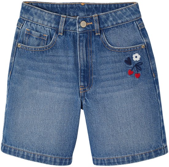 Jean Bermuda Vertbaudet à fleurs brodées