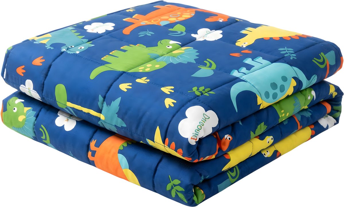 Vonia Verzwaringsdeken Kind 3.2 kg - Verzwaarde Deken - Weighted Blanket - 104 x 152 cm – Katoen - Dino
