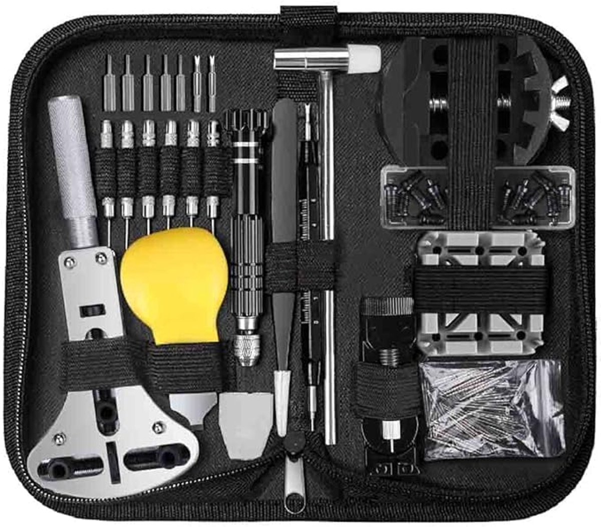 Horloge Reparatie Set - 153-Delige - Horloge Gereedschap - Inclusief Een Verstelbare Behuizingopener, Een Handgereedschap Om De Batterij Te Verwijderen, Een Schroevendraaier en Een Gereedschap voor Het Vervangen en Repareren van De Batterij