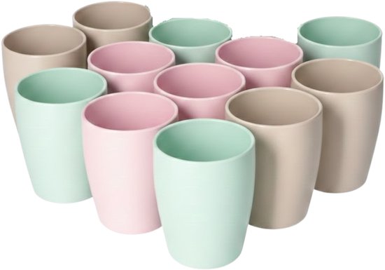 Plasticforte 12x Gekleurde drinkbekers/mokken - kunststof - 375 ml - onbreekbaar - Limonade bekers van Plasticforte — afbeelding 3