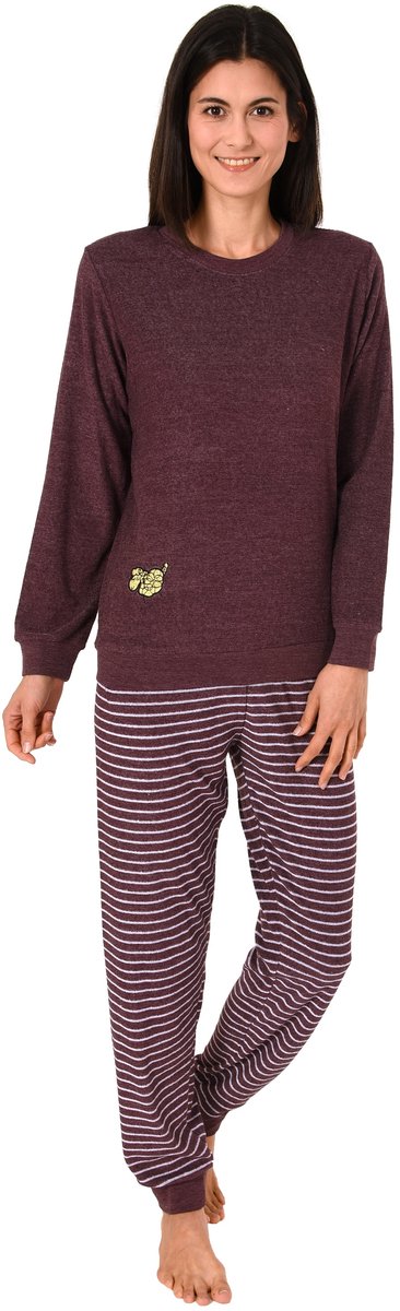 Normann Dames badstof pyjama met manchetten en schattig schapenmotief - 202 201 13 110 beere