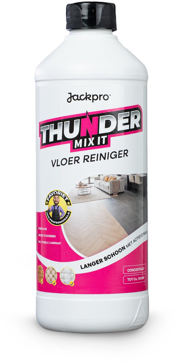 Thunder Mix It Vloer Reiniger - 500ml - Geconcentreerd - Voor PVC, Laminaat & Tegels - Actieve Nano Technologie