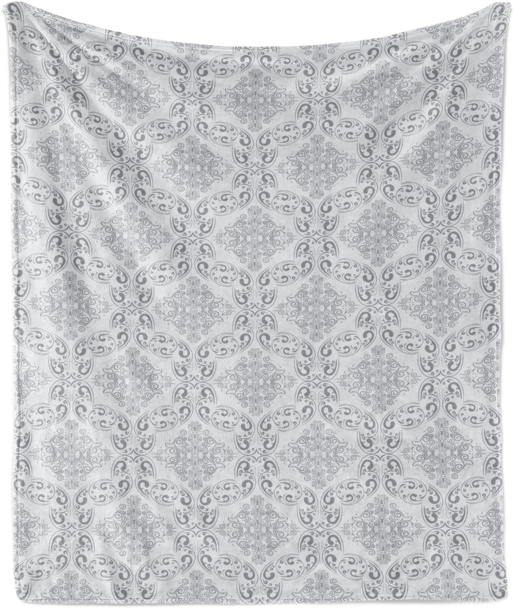 ABAKUHAUS Grijze zachte flanellen fleece deken, Victoriaanse Regency tegel, knusse pluche plaid, 175 x 230 cm, lichtgrijs