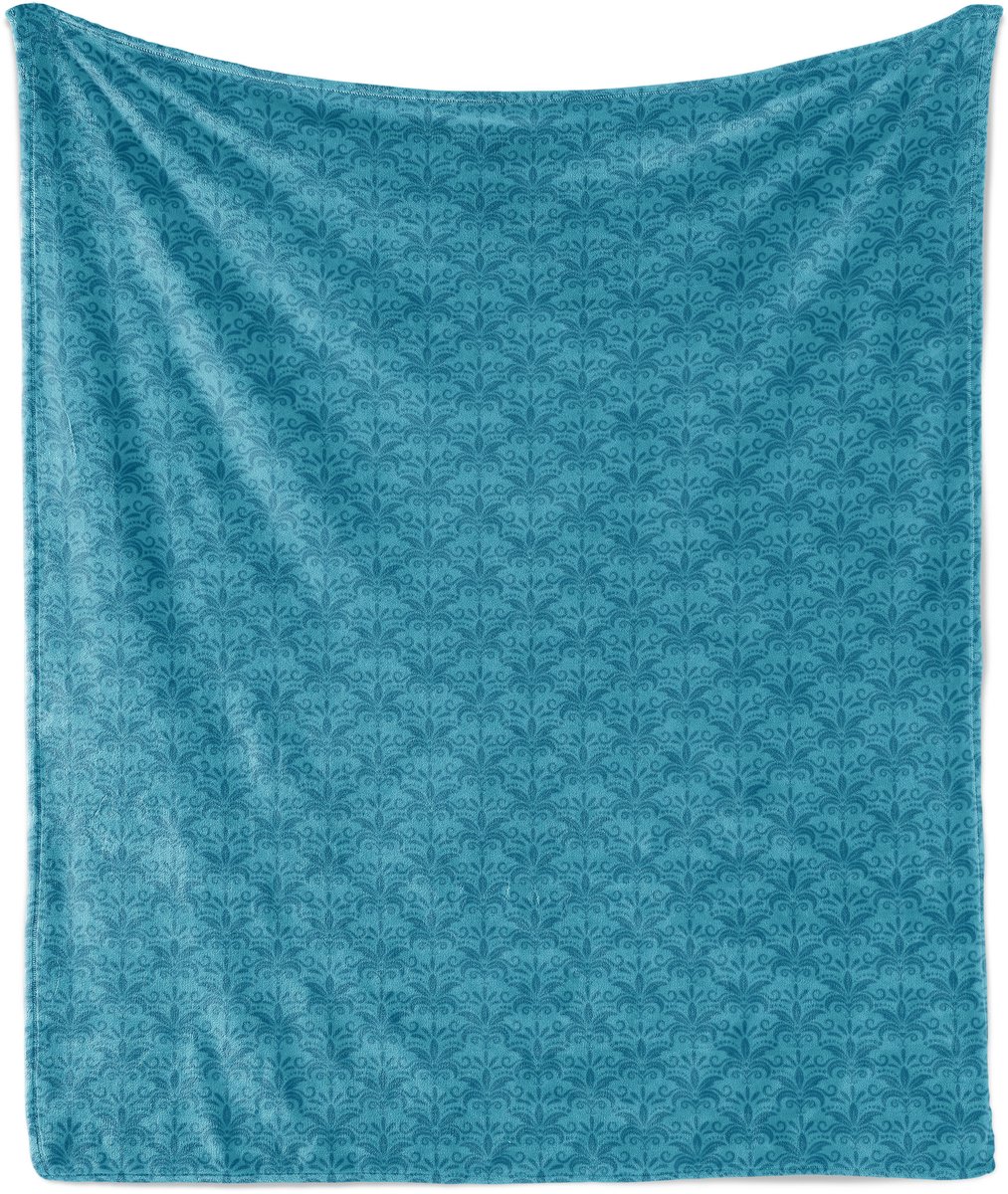 ABAKUHAUS Vintage zachte flanellen fleece deken, Victoriaans geïnspireerd, knusse pluche plaid, 125 x 175 cm, zeeblauw donker turkoois