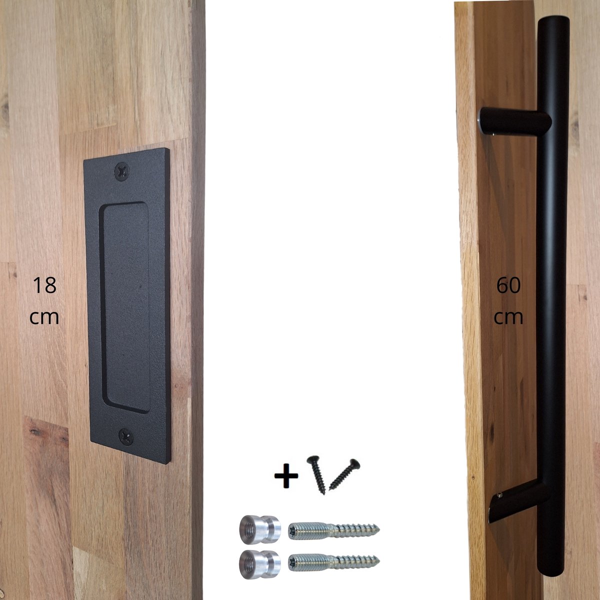 Hoexs Dubbele Deurgreep Zwart 60 cm – Schuin 45° – Komgreep 18 cm – Luxe & ergonomisch