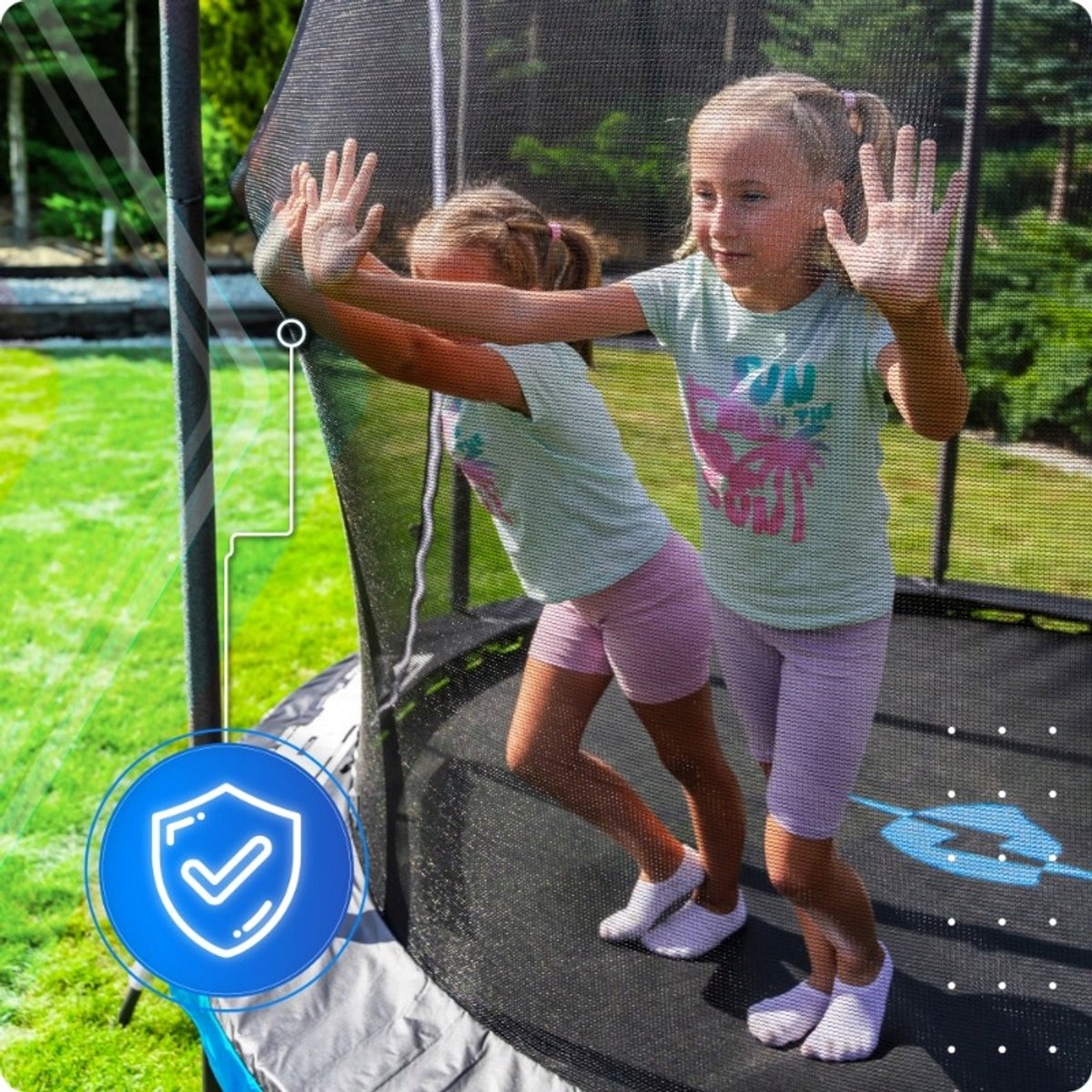 Thunder Trampoline 244 cm – Ronde Tuintrampoline – Max. 150 kg – Met Ladder – Blauw — afbeelding 9