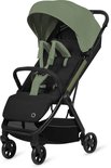 Groene en zwarte buggy met verstelbare rugleuning, kap en 5-puntsgordels.